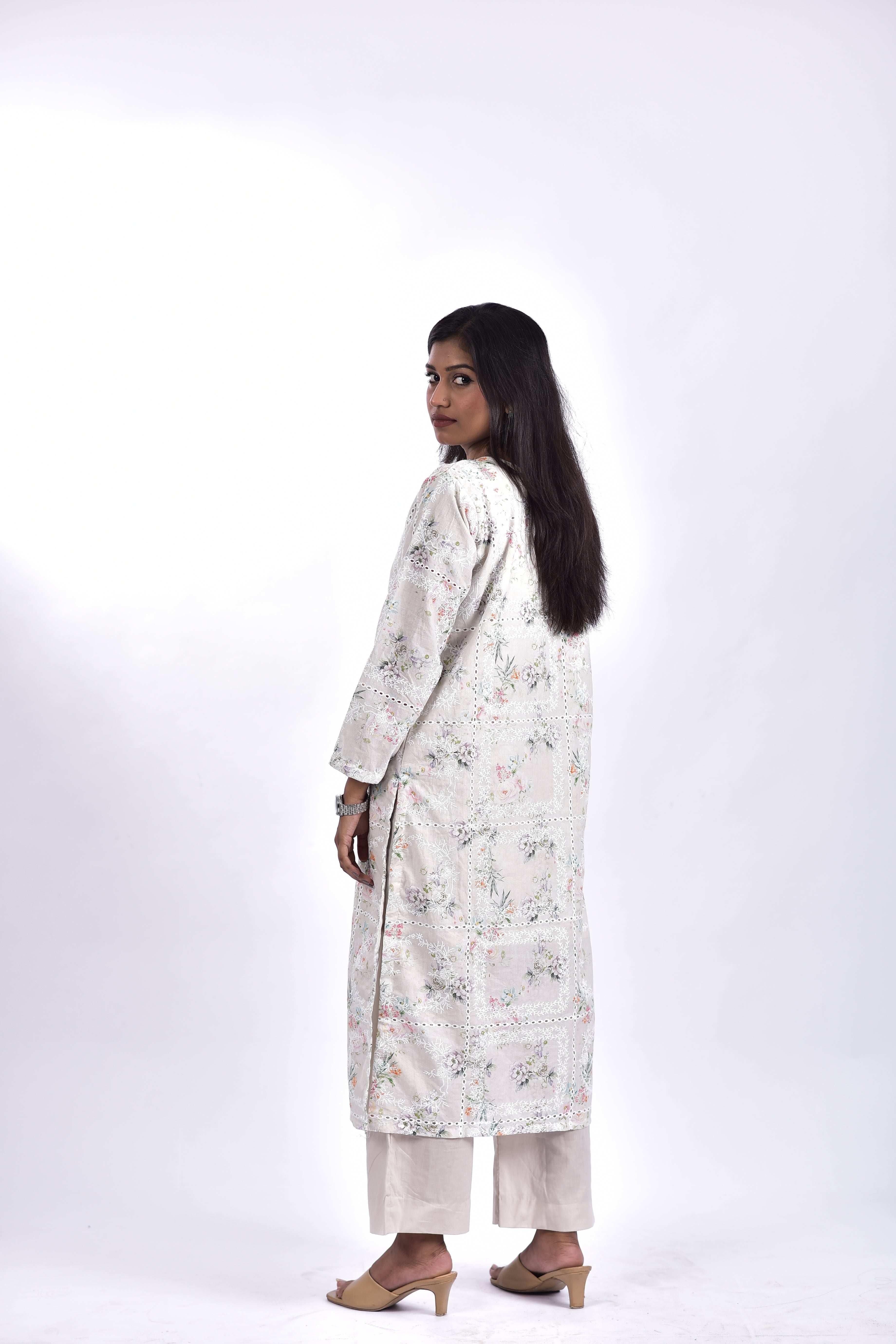 Stitched Lawn Embroidered Shirt + Bottom