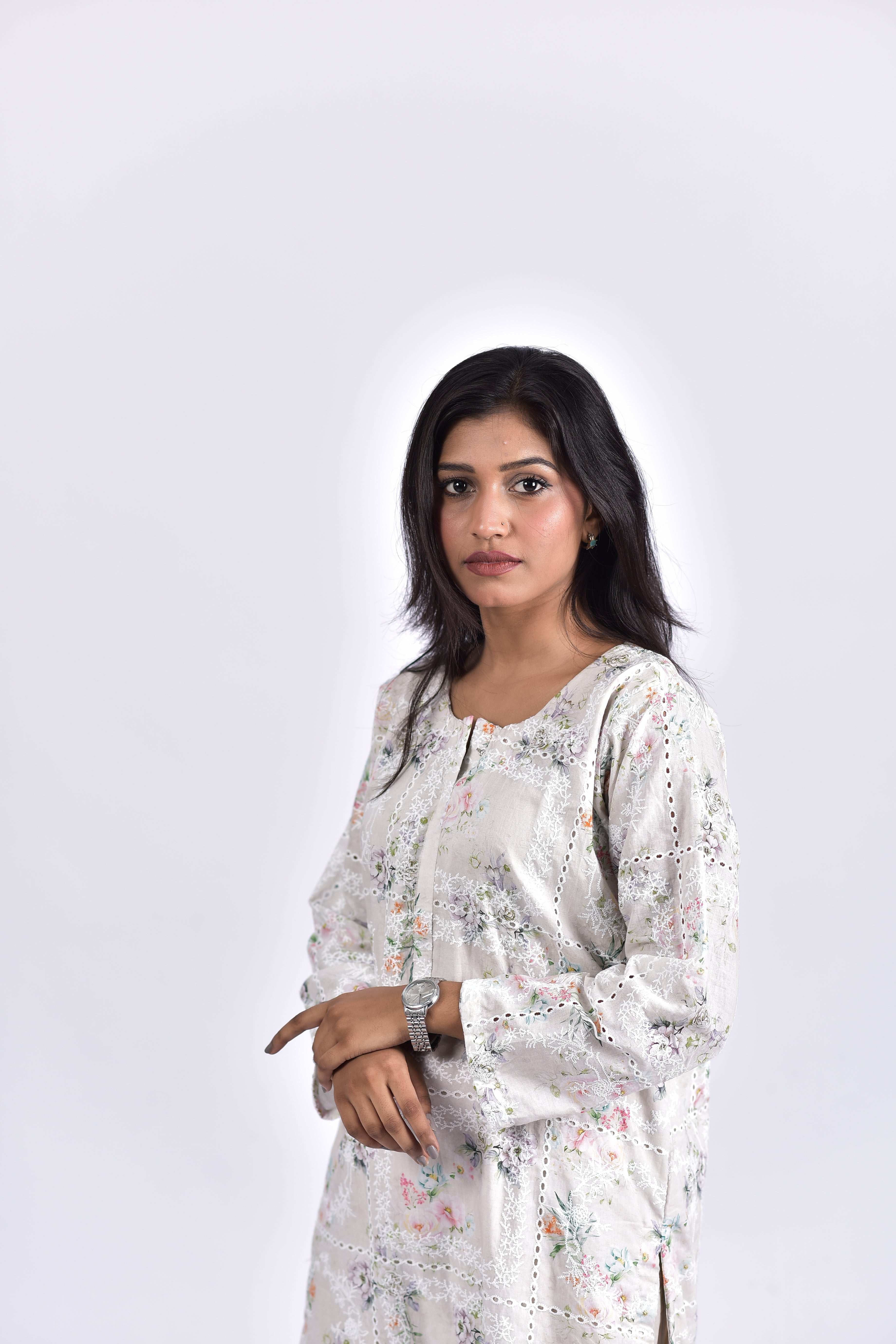 Stitched Lawn Embroidered Shirt + Bottom