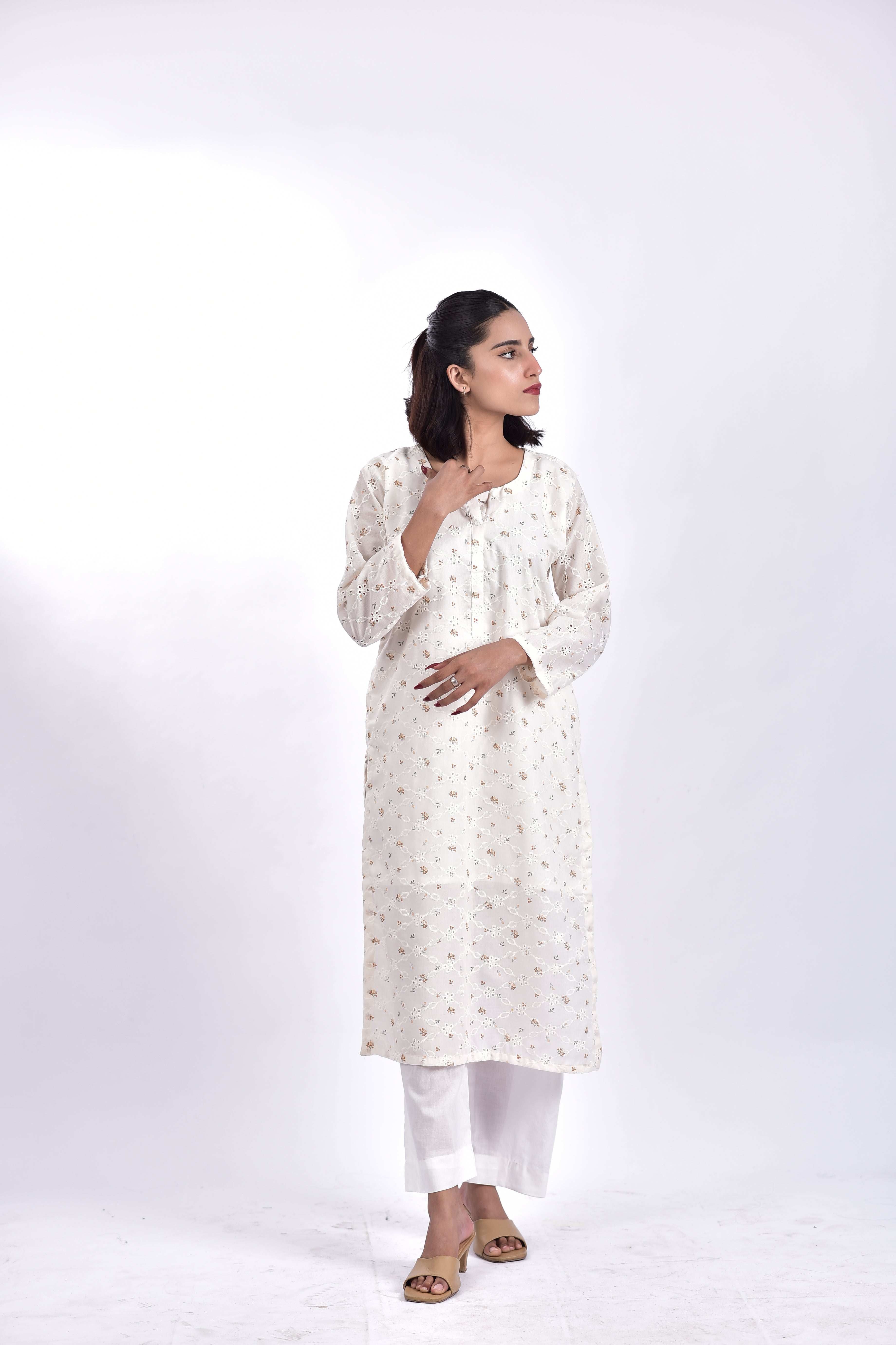 Stitched Lawn Embroidered Shirt +Bottom