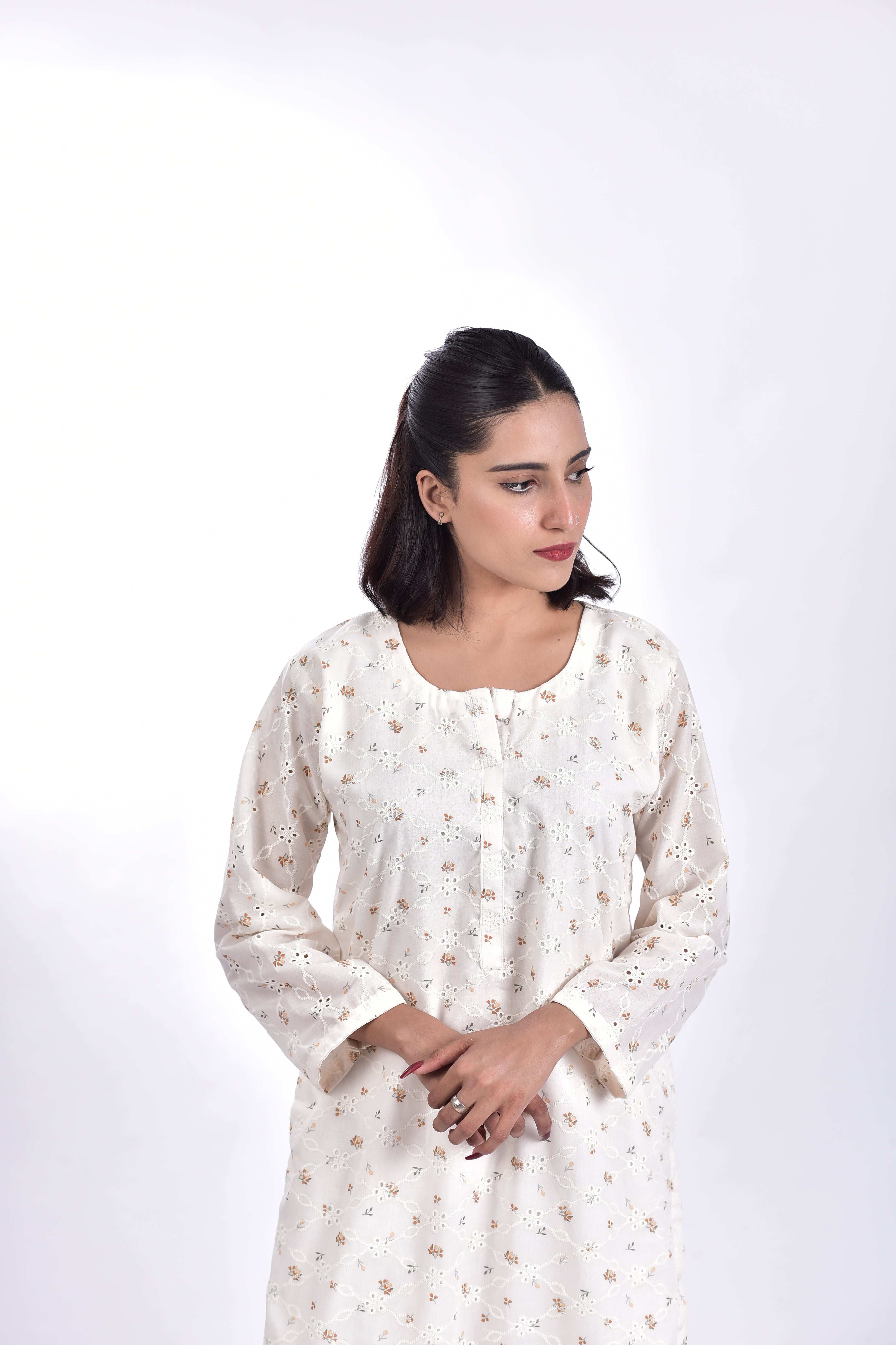 Stitched Lawn Embroidered Shirt +Bottom