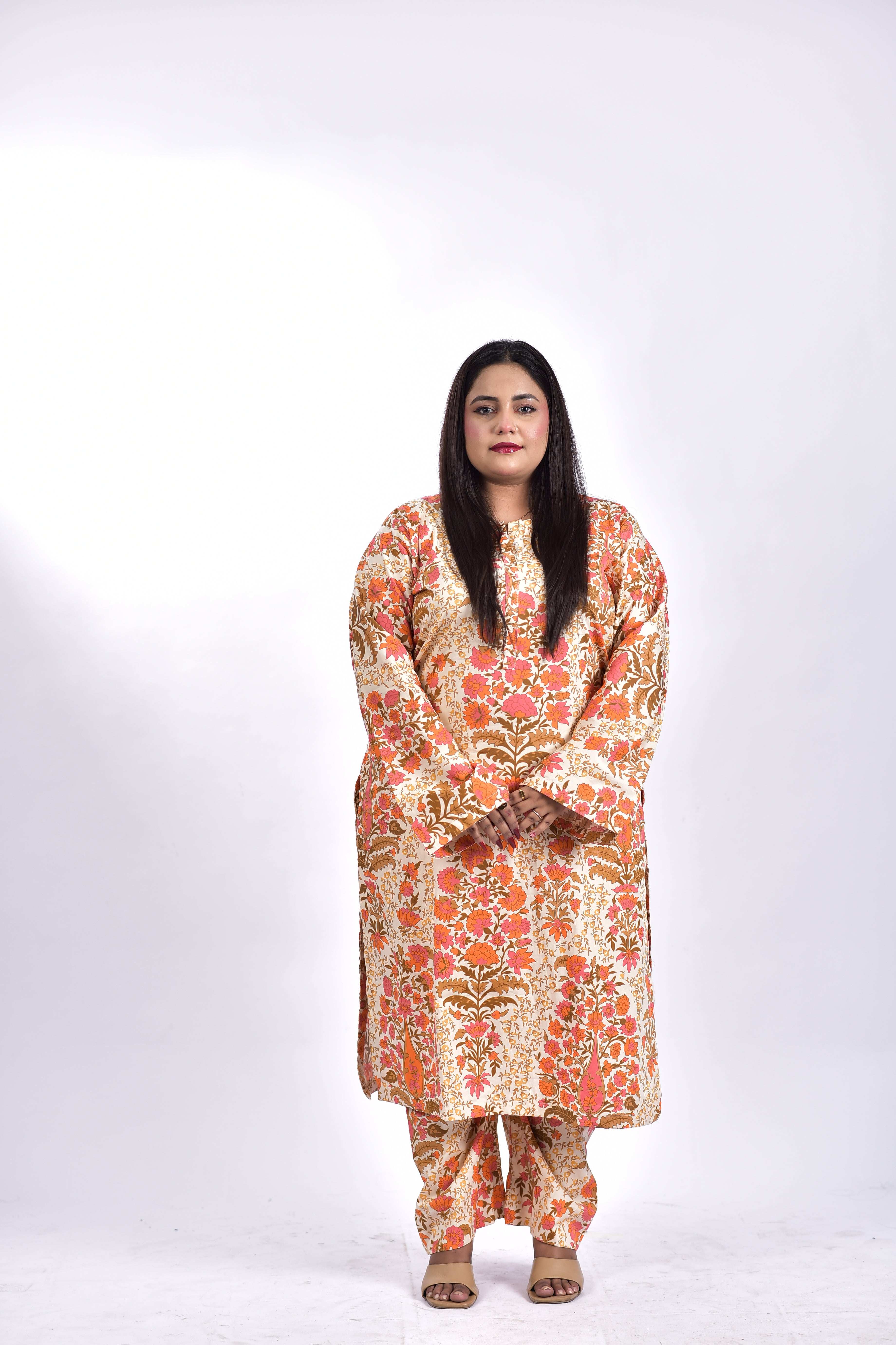 Lawn Cotton long shirt+Bottom