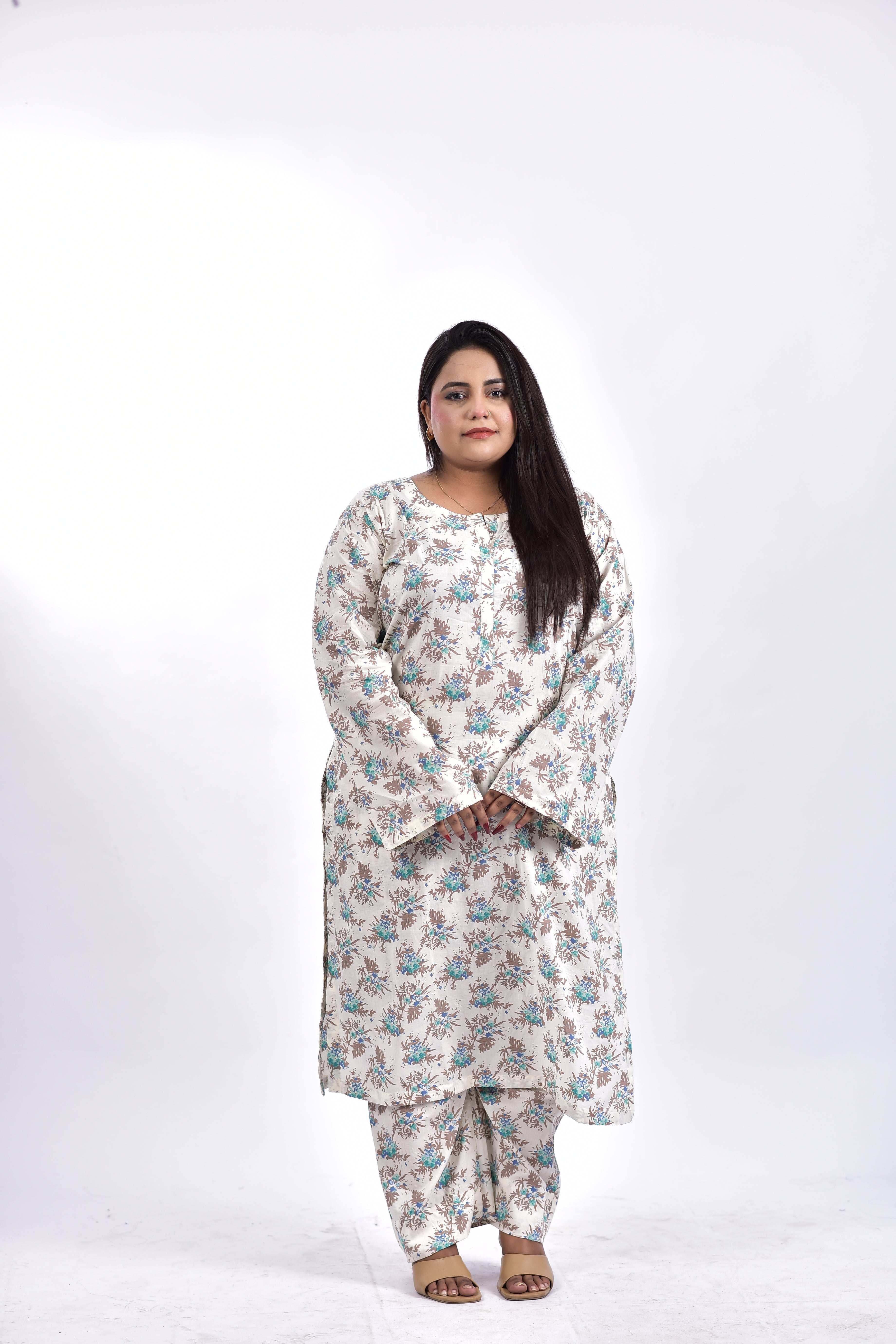 Lawn Cotton Long shirt+Bottom