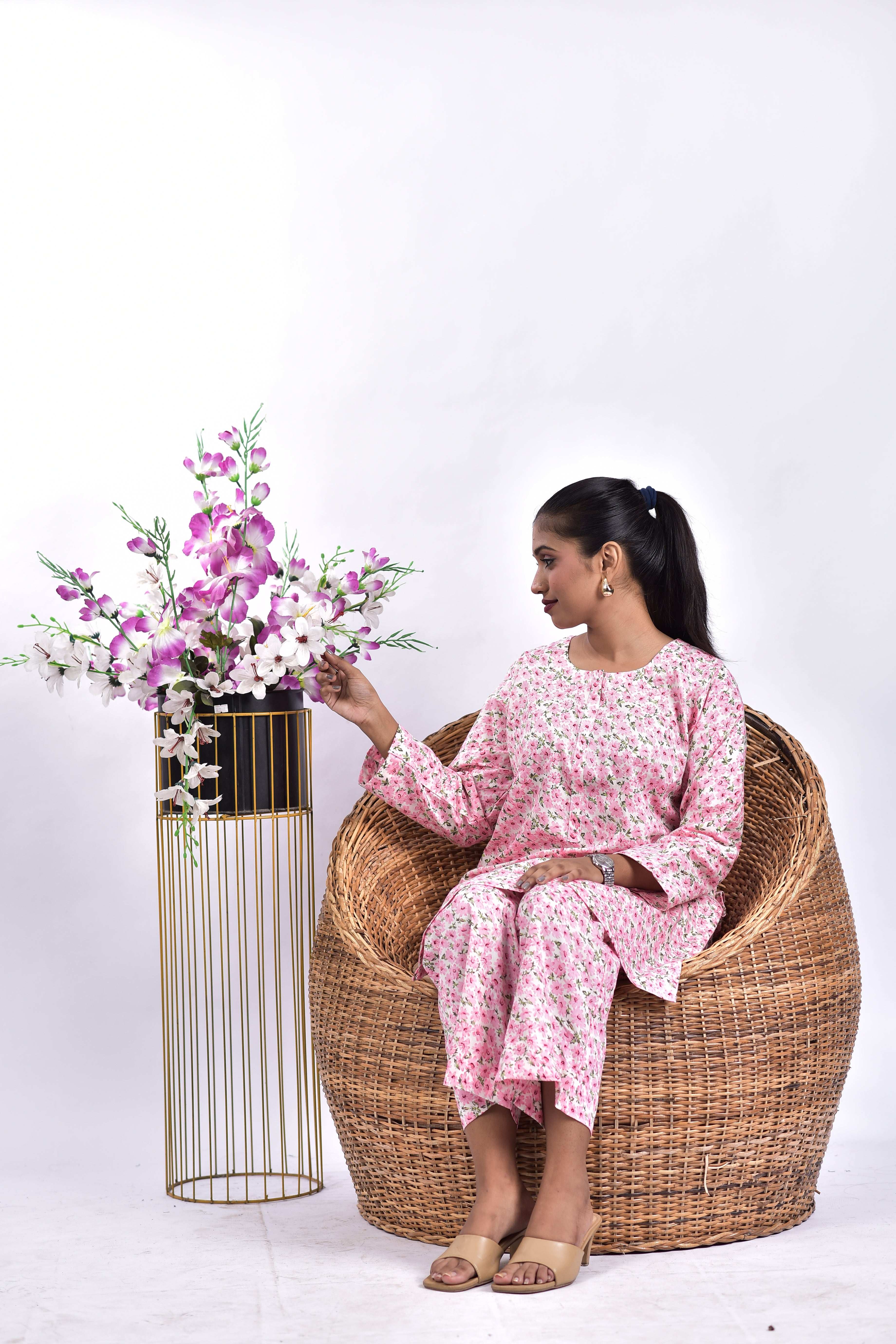 stitched lawn cotten shirt +Bottom