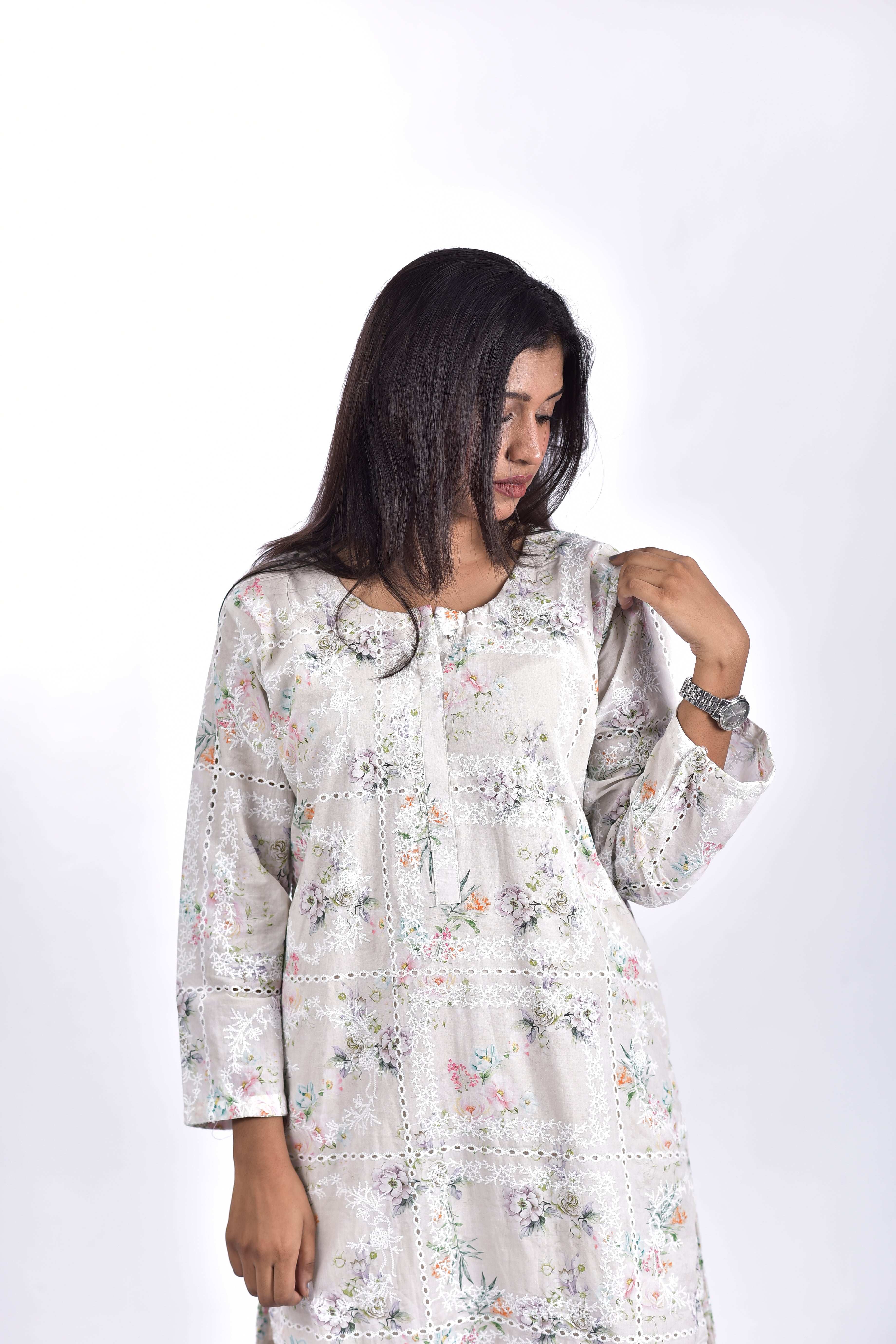 Stitched Lawn Embroidered Shirt + Bottom