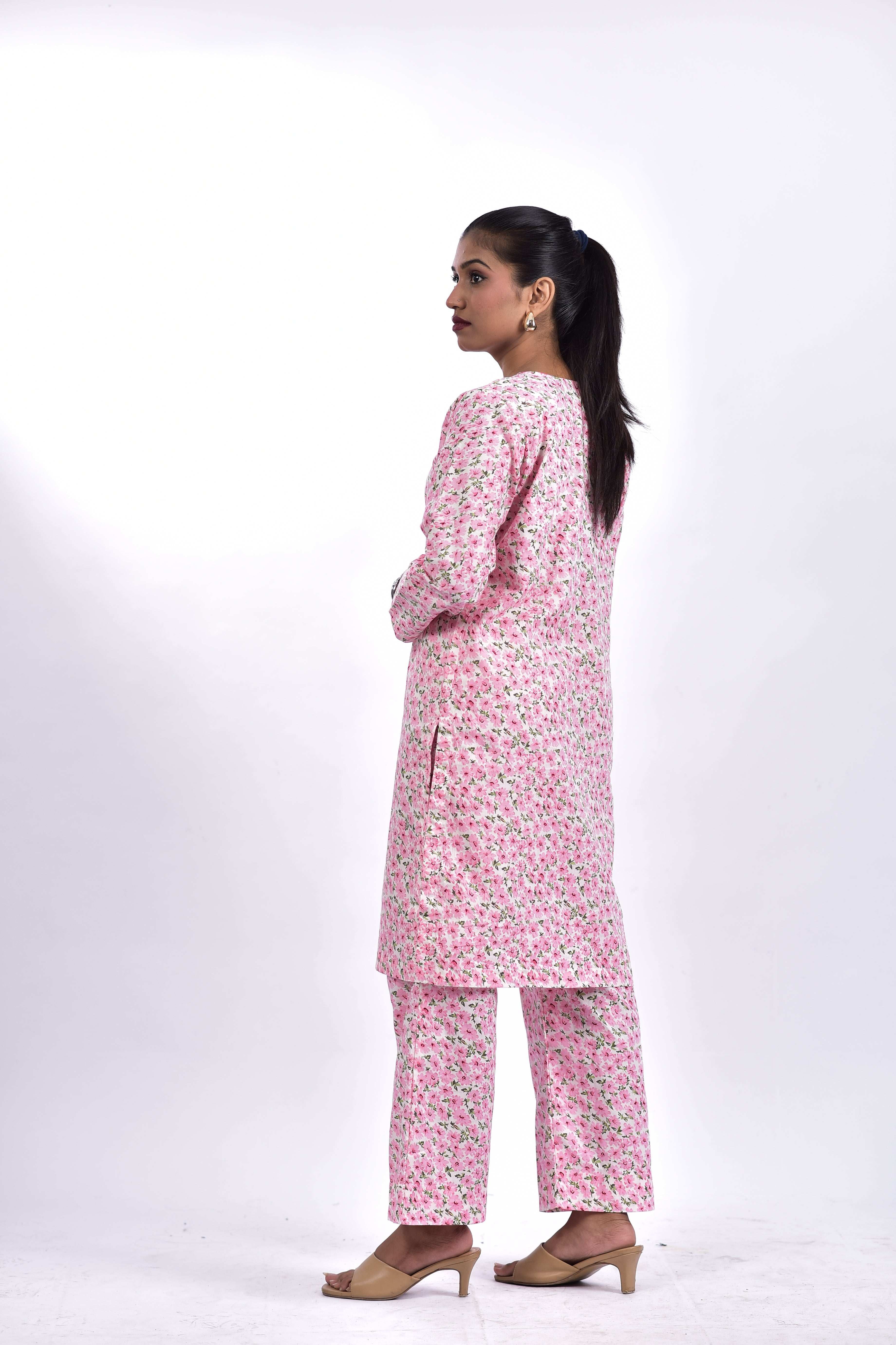 stitched lawn cotten shirt +Bottom