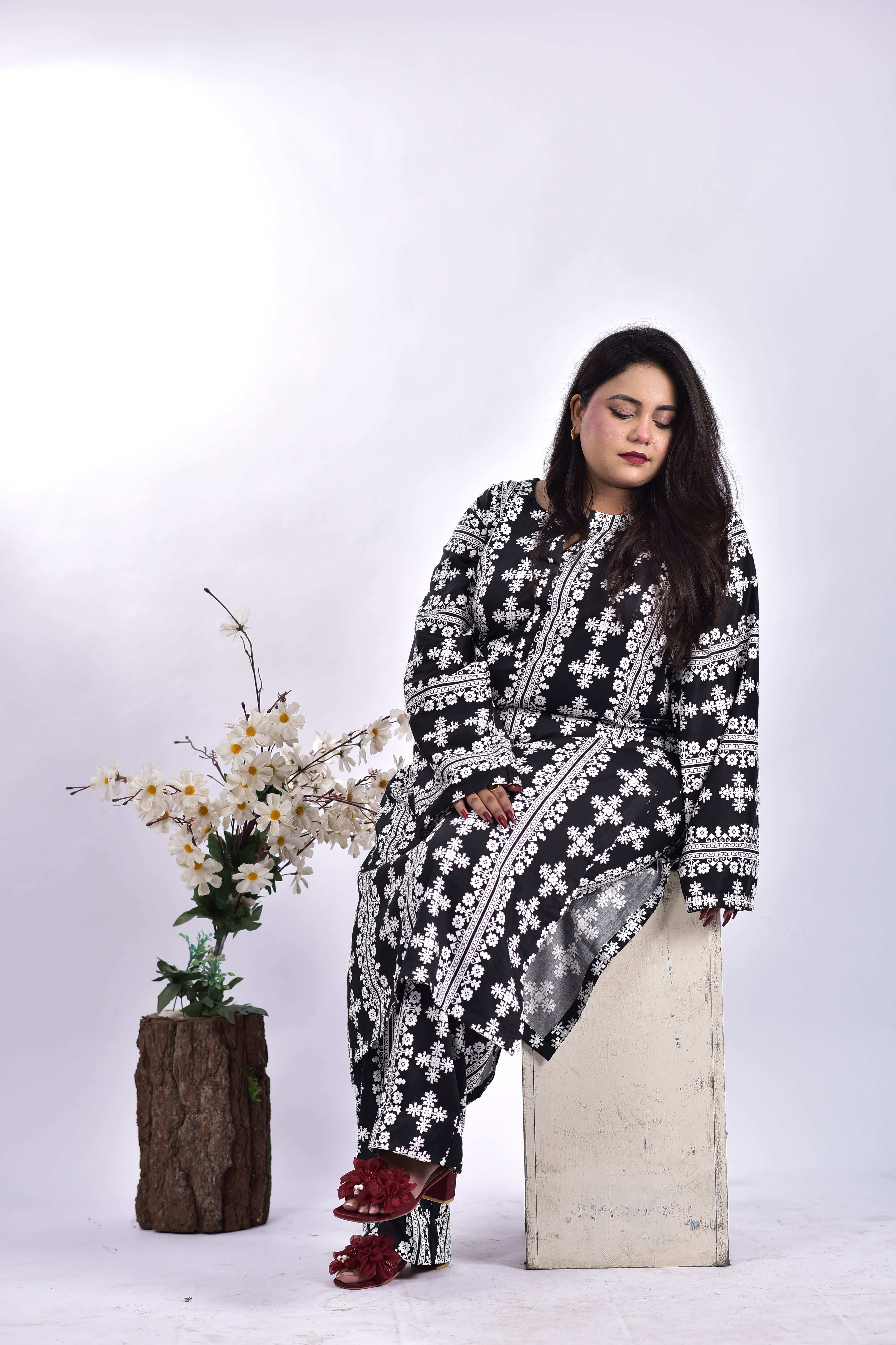 Lawn Cotton Long Shirt+Bottom